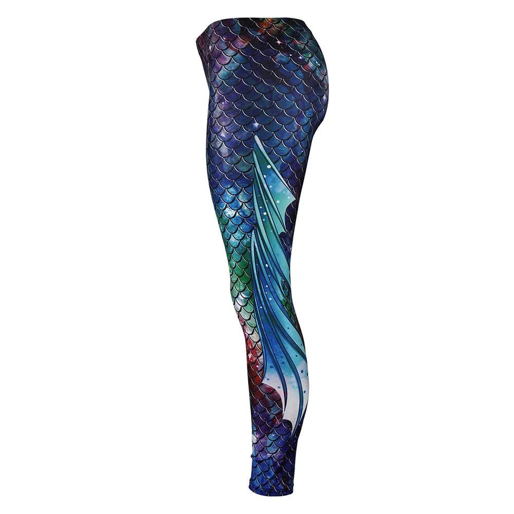 NADANBAO Galaxy Mermaid Leggings Women Workout Fitness Legging Colorful Fish Scales  Printed Leggins