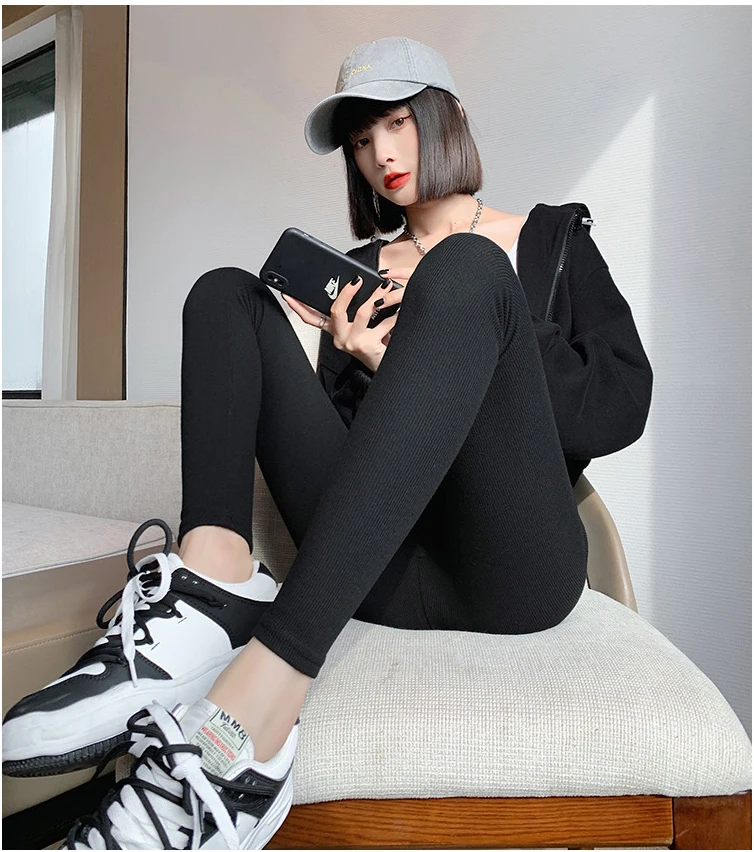 Sports Leggings for Women's Pants Push Up Tights High Waist Workout Leggings Vintage Harajuku Ribbed Knit Pants Fitness Gym Wear