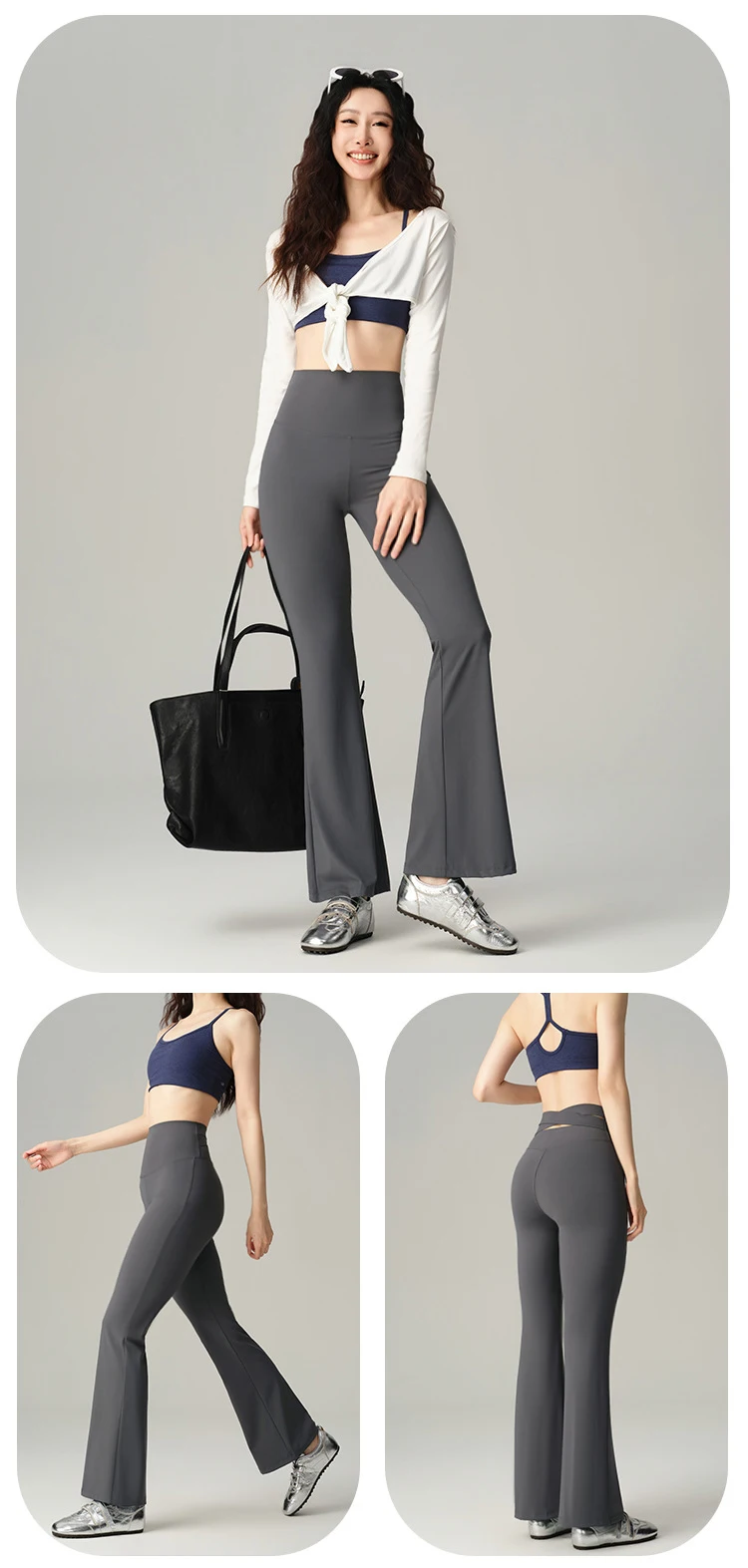 BIVIGAOS Spring Back Waist Hollow Cross Flared Leggings Women High Waist Elastic Sport Fitness Sharkskin Tight Yoga Flared Pants