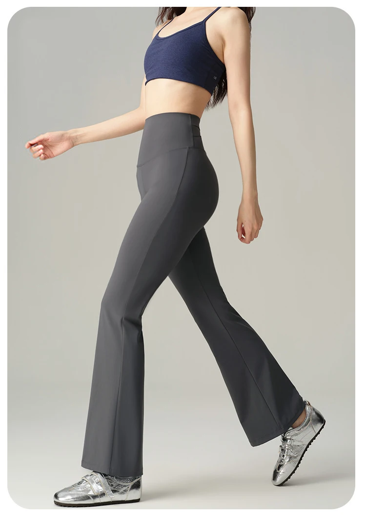 BIVIGAOS Spring Back Waist Hollow Cross Flared Leggings Women High Waist Elastic Sport Fitness Sharkskin Tight Yoga Flared Pants