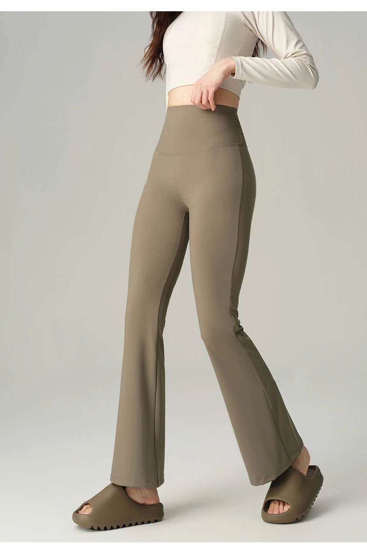 BIVIGAOS Spring Back Waist Hollow Cross Flared Leggings Women High Waist Elastic Sport Fitness Sharkskin Tight Yoga Flared Pants