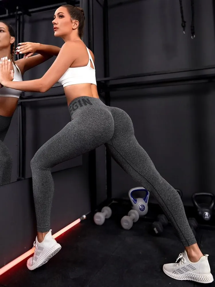 Newest Letter Honey Peach Hip Yoga Pants High Waist Lift Hip Tight Fitness Leggings Seamless Training Sports Leggings for Women