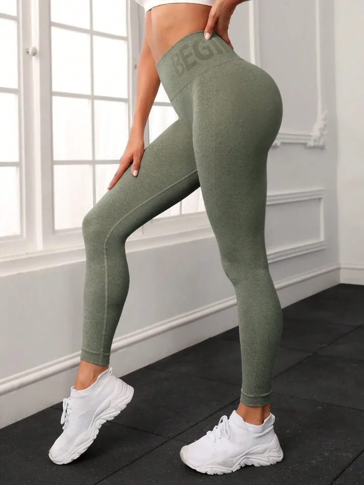 Newest Letter Honey Peach Hip Yoga Pants High Waist Lift Hip Tight Fitness Leggings Seamless Training Sports Leggings for Women