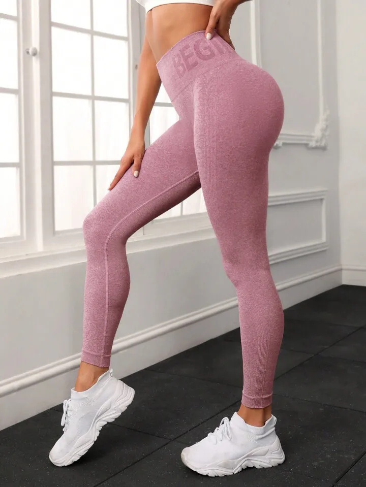 Newest Letter Honey Peach Hip Yoga Pants High Waist Lift Hip Tight Fitness Leggings Seamless Training Sports Leggings for Women