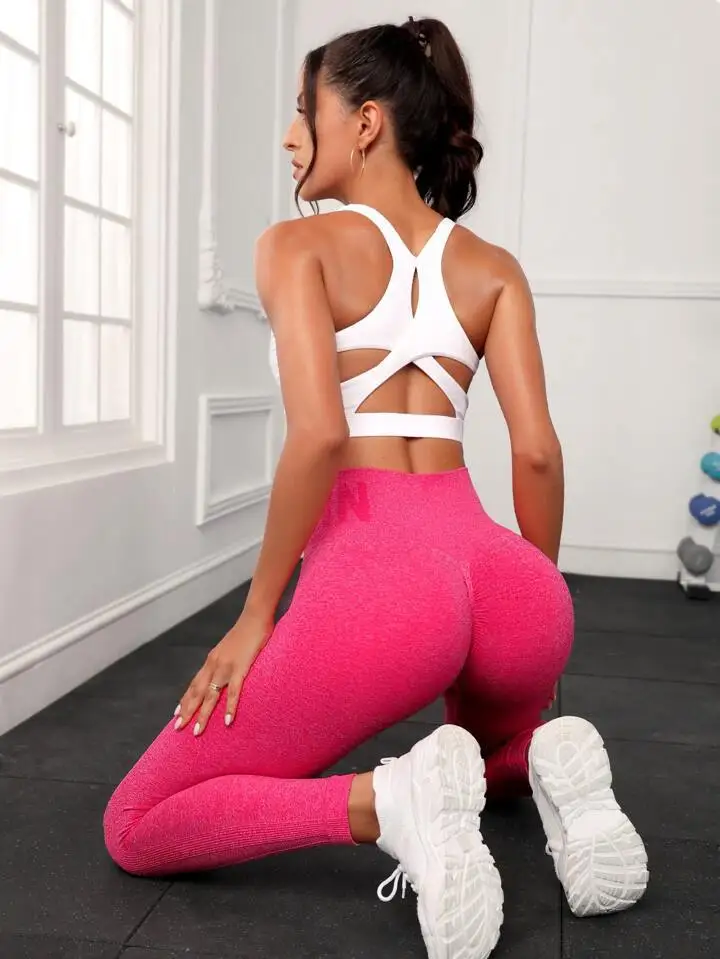 Newest Letter Honey Peach Hip Yoga Pants High Waist Lift Hip Tight Fitness Leggings Seamless Training Sports Leggings for Women