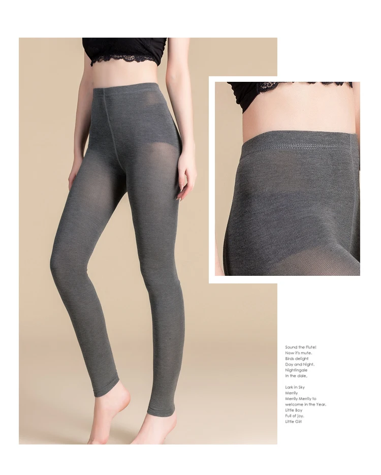 SuyaDream Women Leggings 50%Silk 30%Cotton 20%Spandex Solid slim leggings Full length bottoming pants 2022 New Black Gray