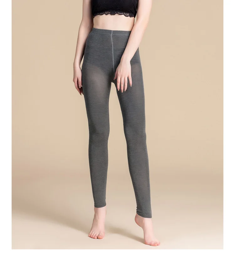 SuyaDream Women Leggings 50%Silk 30%Cotton 20%Spandex Solid slim leggings Full length bottoming pants 2022 New Black Gray