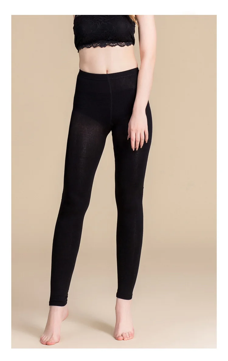 SuyaDream Women Leggings 50%Silk 30%Cotton 20%Spandex Solid slim leggings Full length bottoming pants 2022 New Black Gray