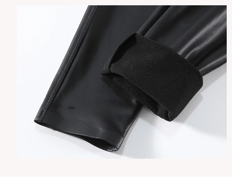 BIVIGAOS Letter Graffiti Leather Leggings Women Autumn Winter Slim Fleece Warm Leggings Gothic Motorcycle Leather Pencil Pants