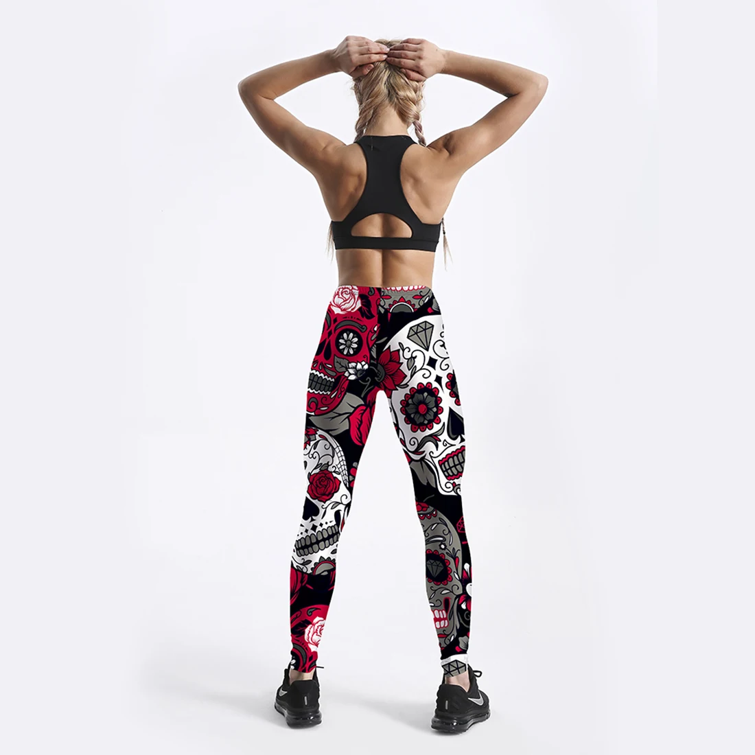 Qickitout 12% Spandex Fashion Cartoon Ice Cream God Horse Skull Digital Printed Legging Womens Star Stretch Pants