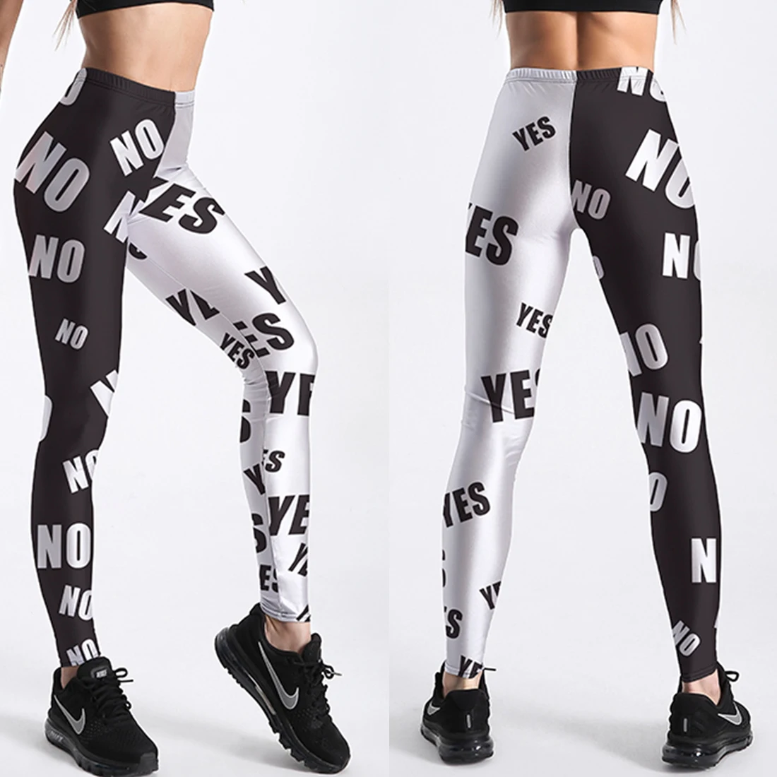Qickitout 12% Spandex Fashion Cartoon Ice Cream God Horse Skull Digital Printed Legging Womens Star Stretch Pants