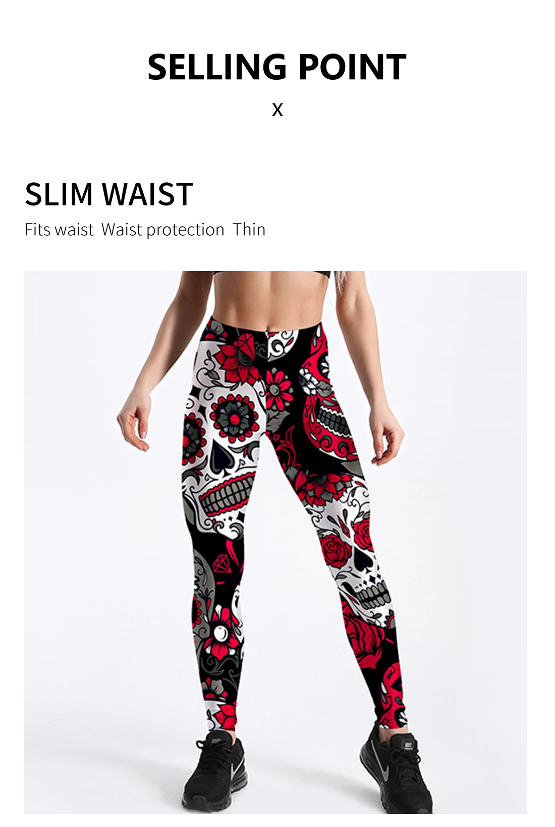 Qickitout 12% Spandex Fashion Cartoon Ice Cream God Horse Skull Digital Printed Legging Womens Star Stretch Pants