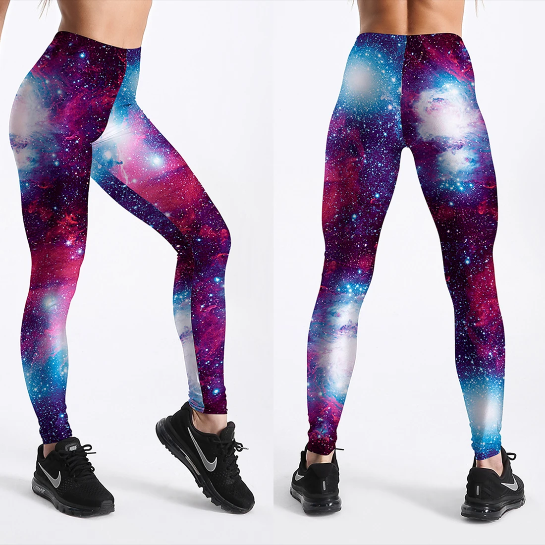 Qickitout 12% Spandex Fashion Cartoon Ice Cream God Horse Skull Digital Printed Legging Womens Star Stretch Pants