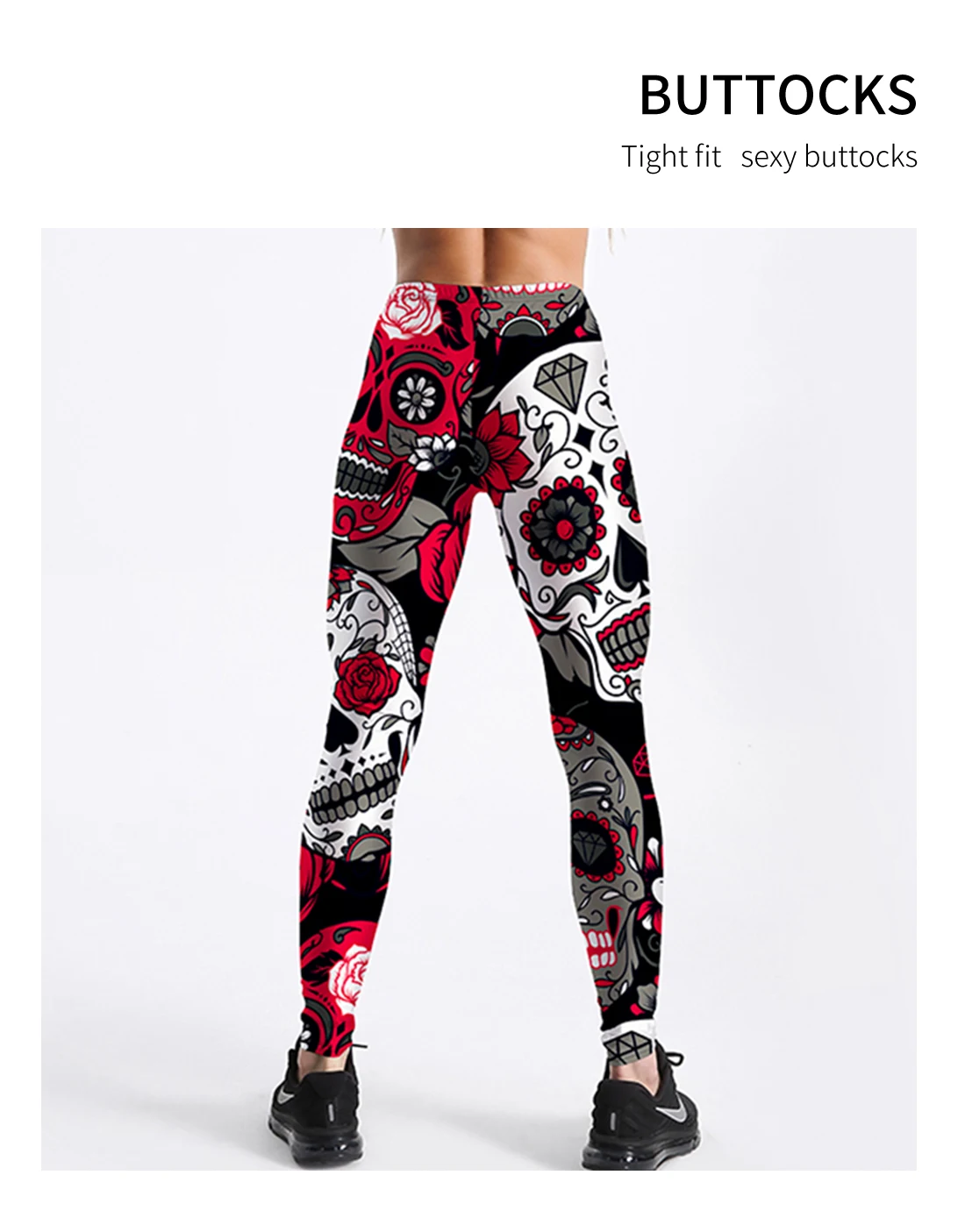 Qickitout 12% Spandex Fashion Cartoon Ice Cream God Horse Skull Digital Printed Legging Womens Star Stretch Pants