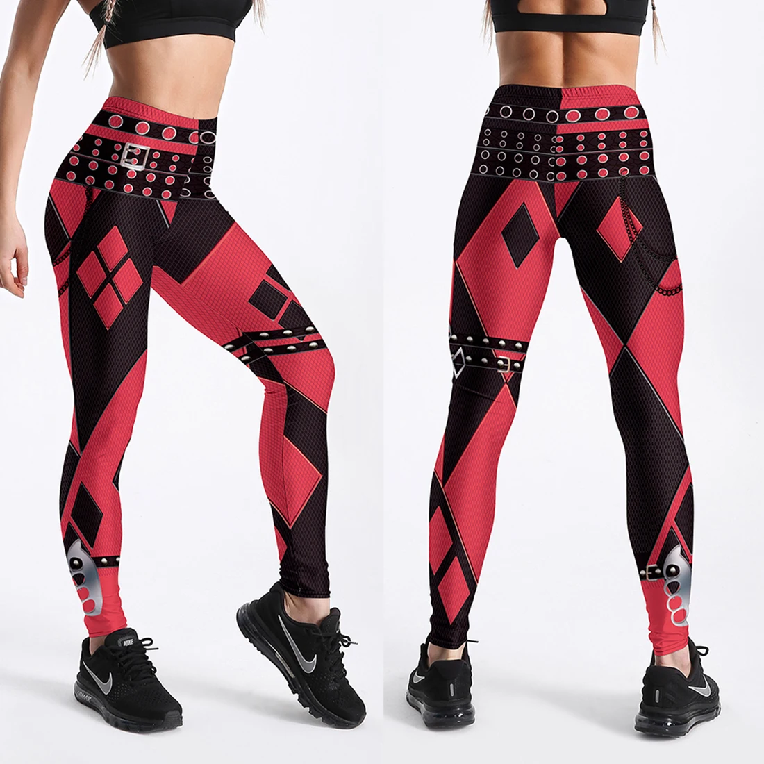 Qickitout 12% Spandex Fashion Cartoon Ice Cream God Horse Skull Digital Printed Legging Womens Star Stretch Pants
