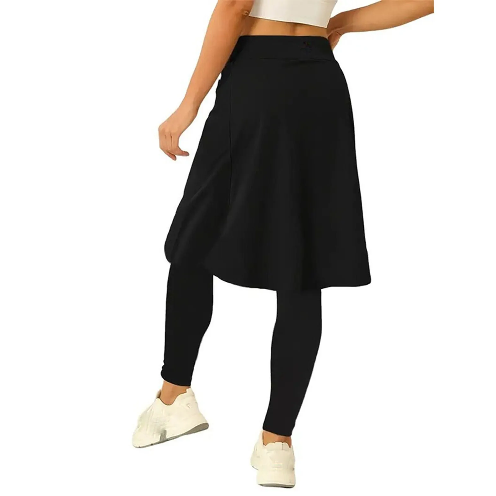 Fake Two-Piece Leggings Women's High Waist Double Layers Quick Drying Yoga Pants Sportwear Workout Gym Fitness Black Leggings