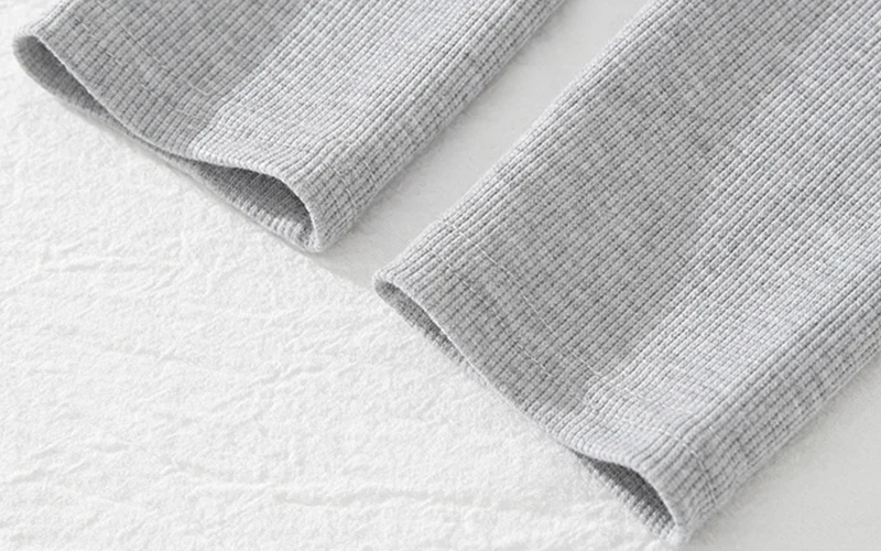 2025 Gray Ribbed Leggings for Woman High Waist Stretch Tight Winter Leggings Solid Color Comfortable Warm Slim Fit Leggings Lady