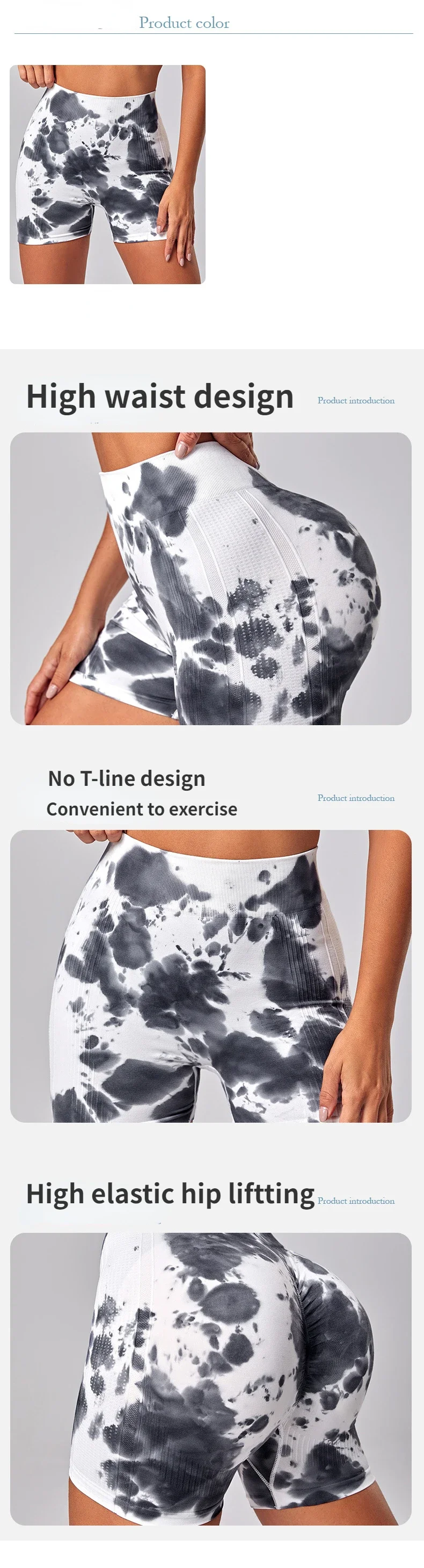 Seamless Tie Dye Shorts Women Fitness Elastic Leggings High Waist Hip Liftting Fashion Gym Trainning Knit Yoga Three Point Pants