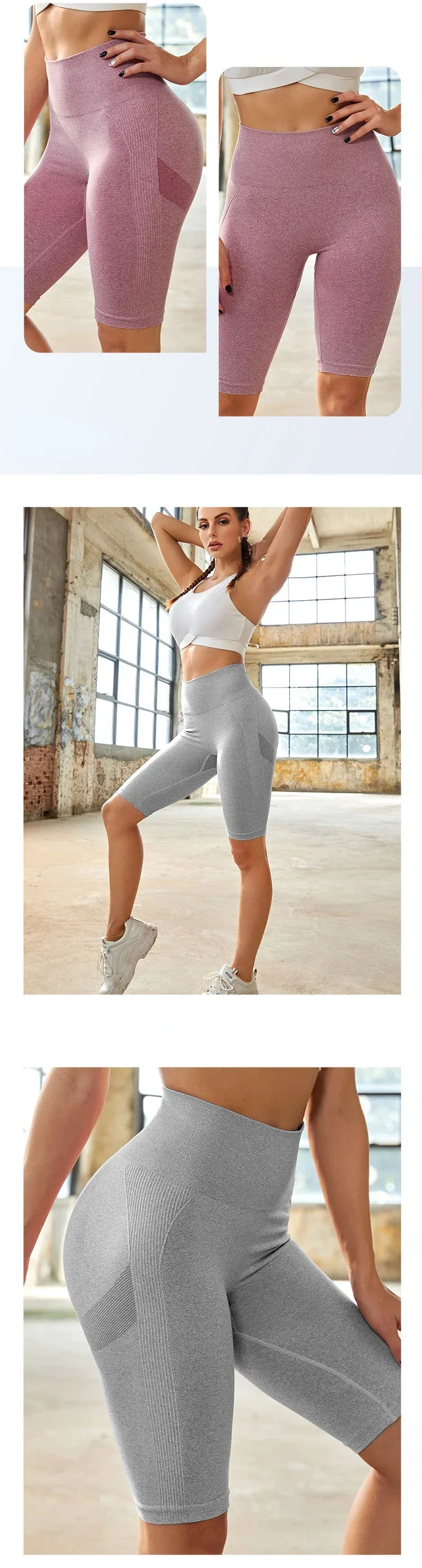 Sports High Waist Shorts Seamless Fitness Yoga Shorts High Elastic Slim Gym Trainning Leggings Hip Liftting Knit Leggings
