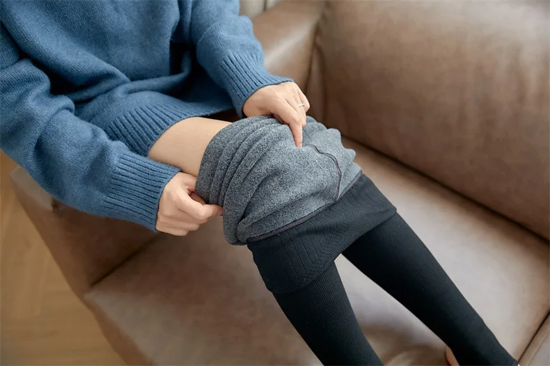 Women Leggings Autumn & Winter Pants Plus Velvet Thicken Pants High Waist Skinny Leggings Solid Vertical Striped Women Clothing