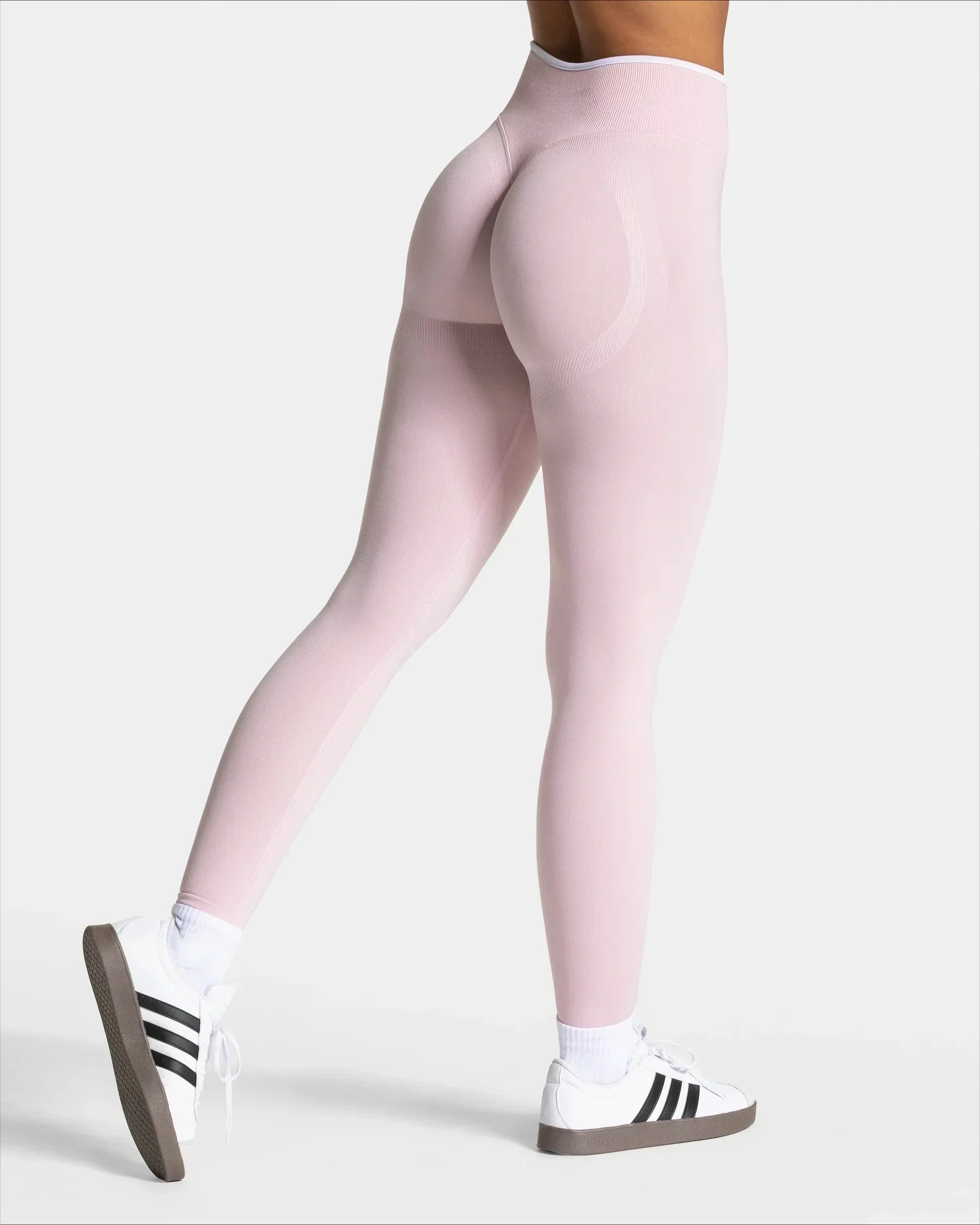 Women's Seamless Sports Leggings White Edge Waist Tight High Waist Hip Lifting Yoga Pants Gym Running Exercise Solid Color Pants