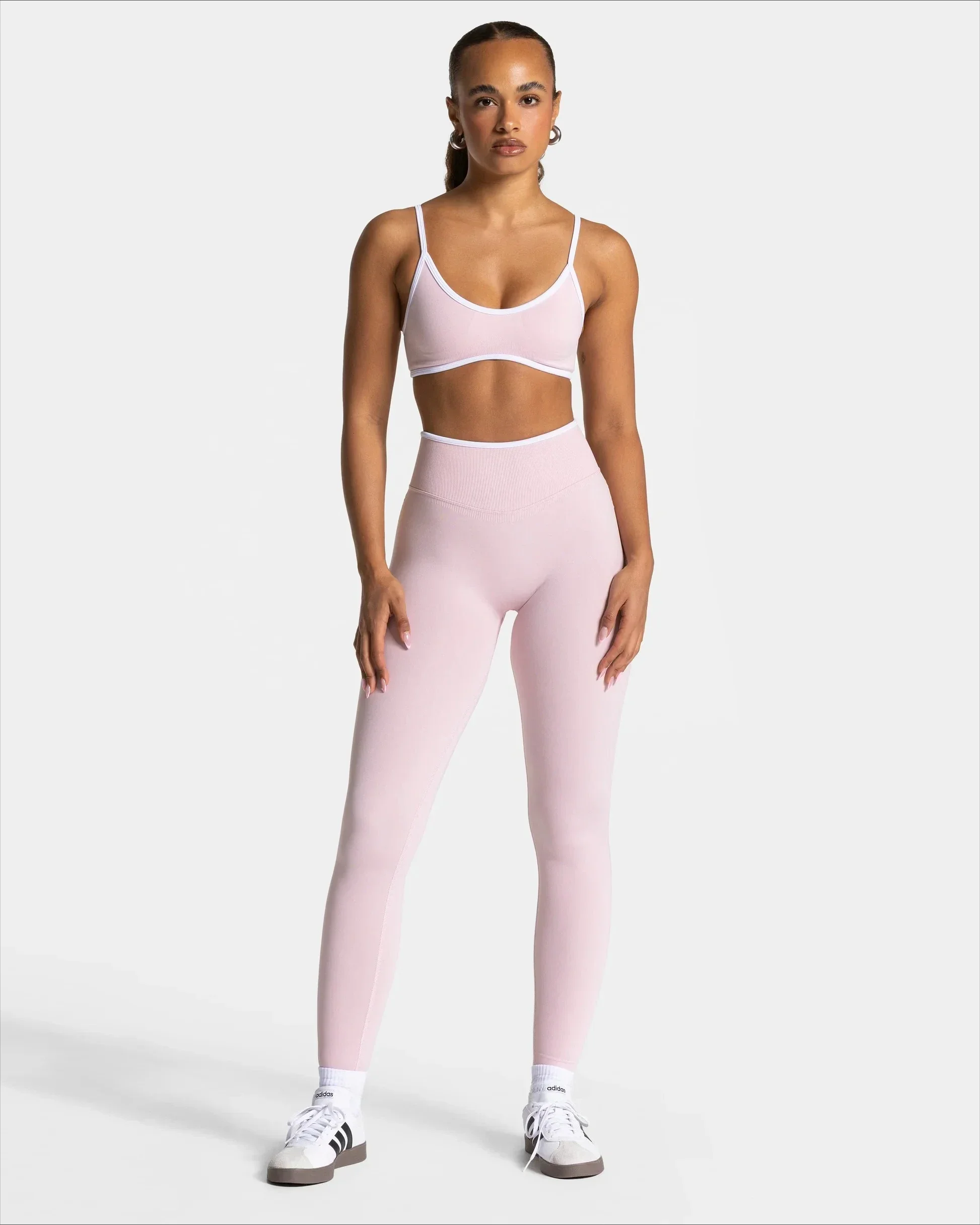 Women's Seamless Sports Leggings White Edge Waist Tight High Waist Hip Lifting Yoga Pants Gym Running Exercise Solid Color Pants