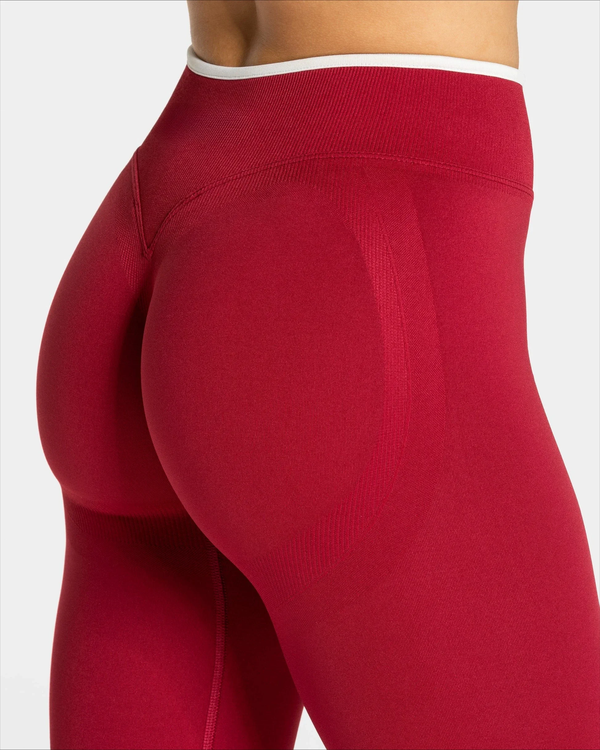 Women's Seamless Sports Leggings White Edge Waist Tight High Waist Hip Lifting Yoga Pants Gym Running Exercise Solid Color Pants