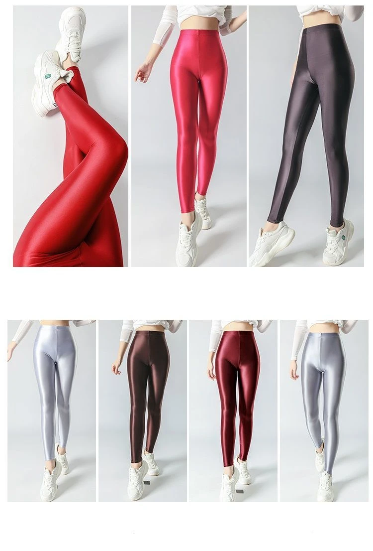Sexy Summer Legging Sports Tights Women High Waist Yoga Shiny Bottoms Skinny Fitness Sweatpants Women Clothing New