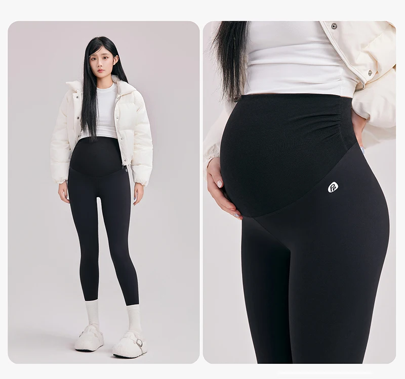 BIVIGAOS Autumn New Maternity Leggings Women Outerwear High Waist Abdominal Support Leggings Slim Fit Slimming Pregnant Clothing