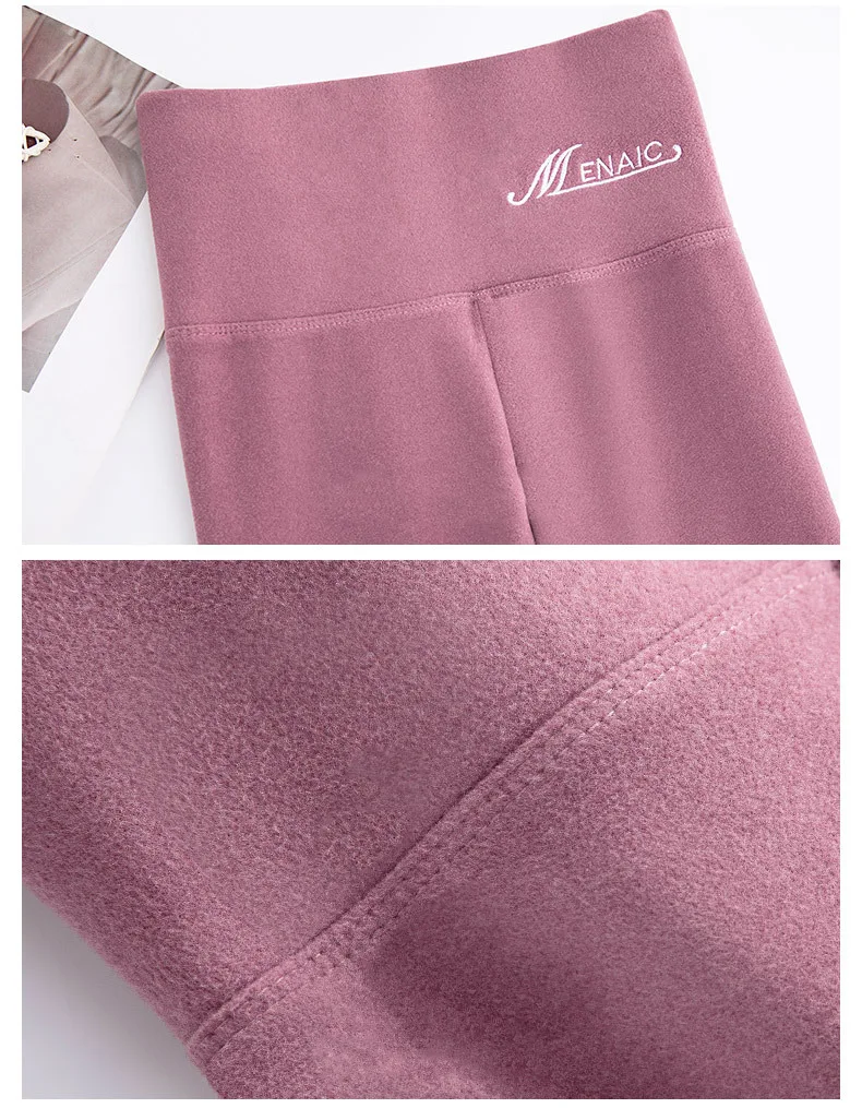 BIVIGAOS Women's Autumn Winter High Waist DE Velvet Leggings Thick Spontaneous Hot Warm Leggings Slim Elastic Leggings