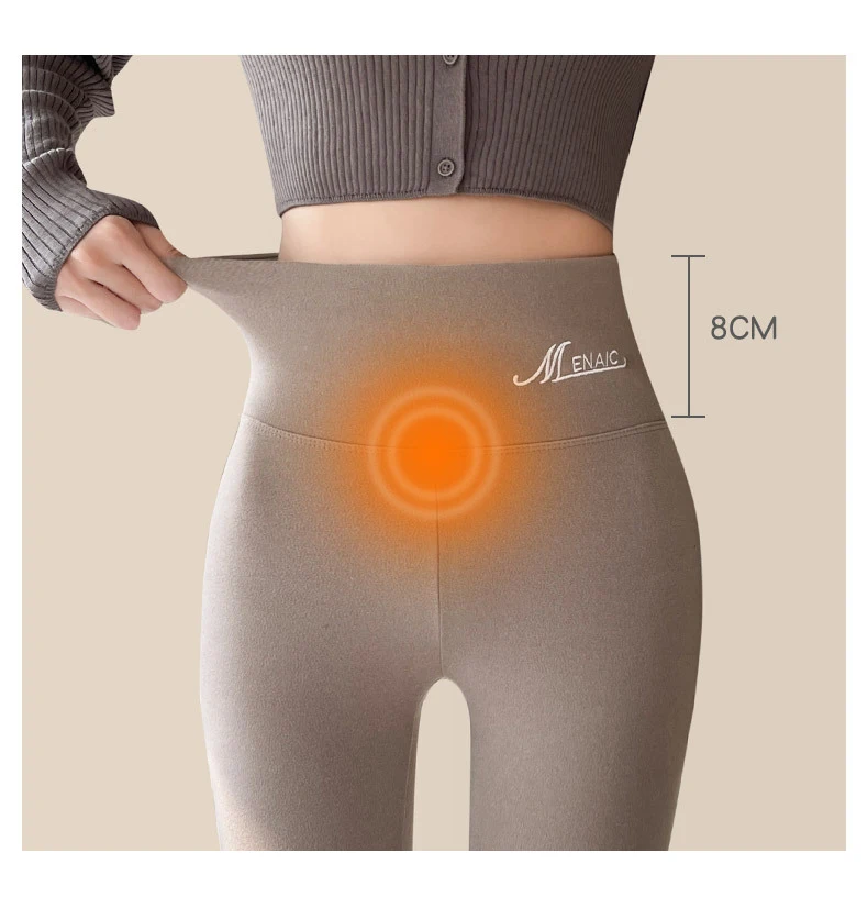 BIVIGAOS Women's Autumn Winter High Waist DE Velvet Leggings Thick Spontaneous Hot Warm Leggings Slim Elastic Leggings