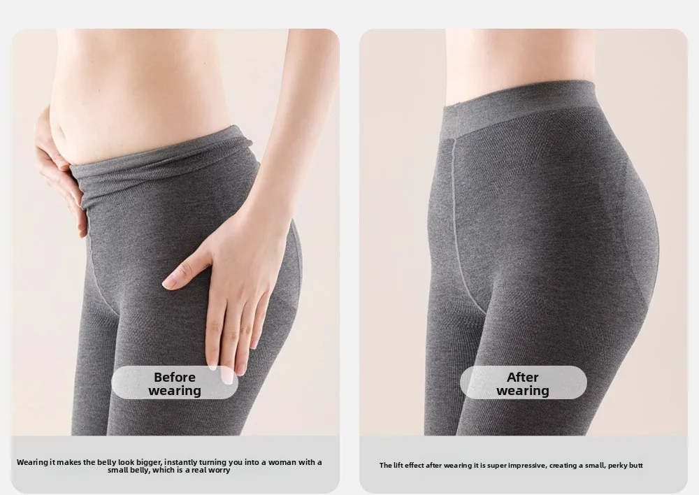 Vertical Striped Tights for Women Slimming High Waist Thermal Pantyhose Thick Opaque Leggings Winter Warm Fleece Lined Tights