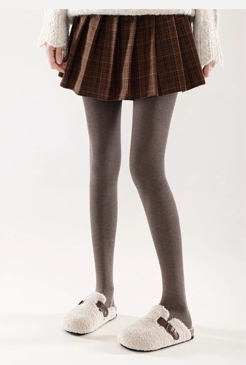 Vertical Striped Tights for Women Slimming High Waist Thermal Pantyhose Thick Opaque Leggings Winter Warm Fleece Lined Tights