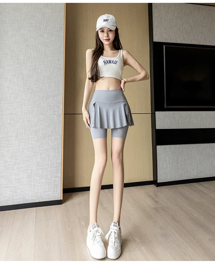 Fake Two Items Shorts Women Big Size Shorts with Pocket Gym Trainning Running Yoga Shorts Stretchy Cycling Three Point Pants