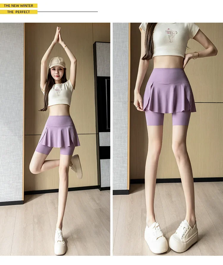 Fake Two Items Shorts Women Big Size Shorts with Pocket Gym Trainning Running Yoga Shorts Stretchy Cycling Three Point Pants
