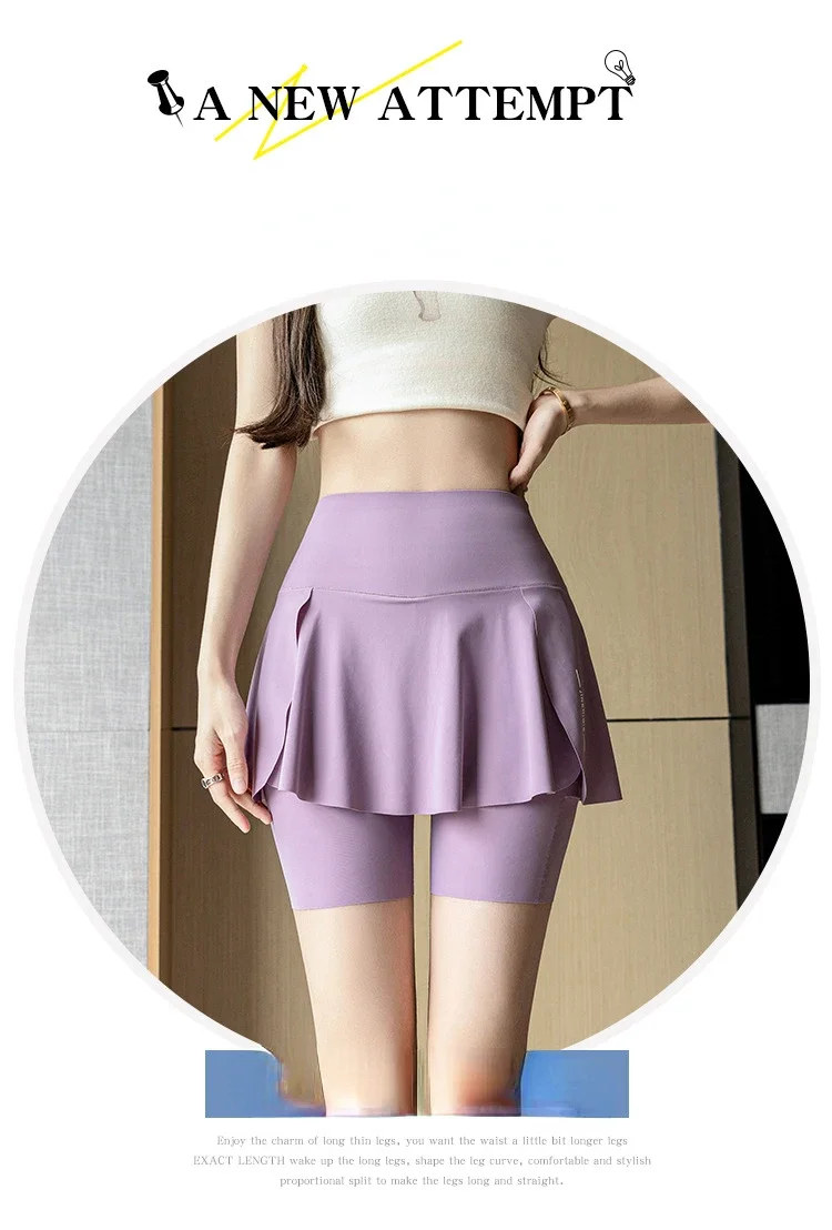 Fake Two Items Shorts Women Big Size Shorts with Pocket Gym Trainning Running Yoga Shorts Stretchy Cycling Three Point Pants