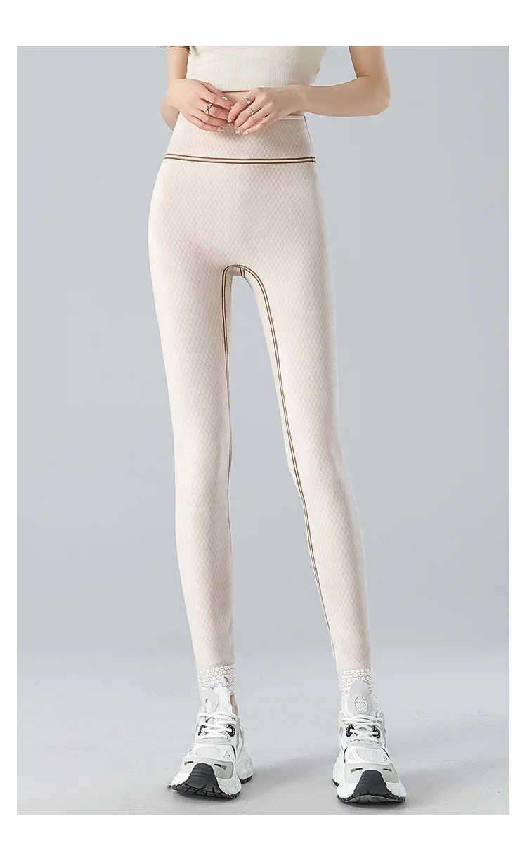 White Fleece Lined Leggings Women High Waist Tummy Control Butt Lifting Yoga Pants Winter Thick Warm Push Up Shapewear Tights