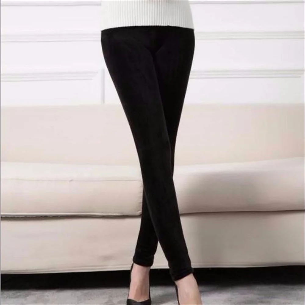 High Waist Thermal Leggings Korean Warm Pants Knit Autumn Winter Fashion Plus Thick Velvet Warm Double Sided Cashmere Leggings