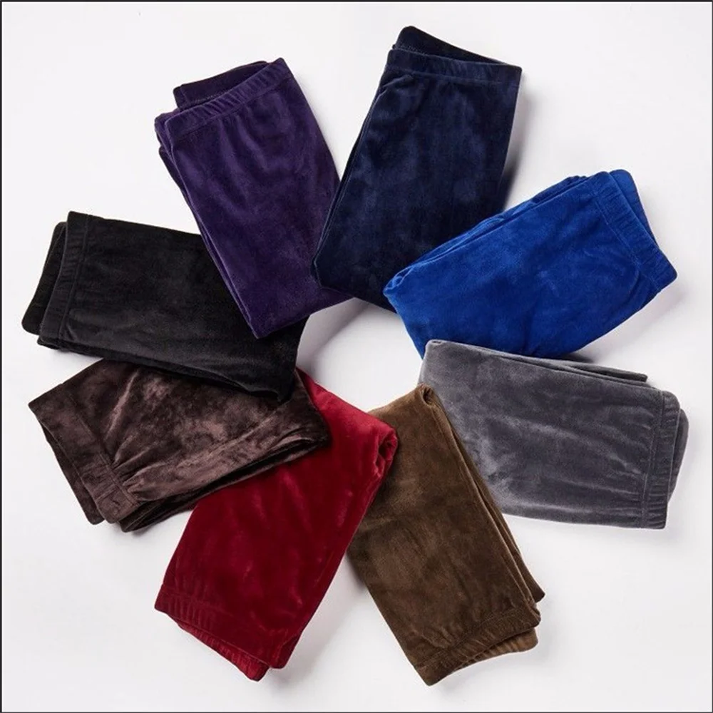 High Waist Thermal Leggings Korean Warm Pants Knit Autumn Winter Fashion Plus Thick Velvet Warm Double Sided Cashmere Leggings