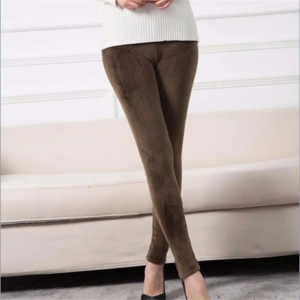 High Waist Thermal Leggings Korean Warm Pants Knit Autumn Winter Fashion Plus Thick Velvet Warm Double Sided Cashmere Leggings