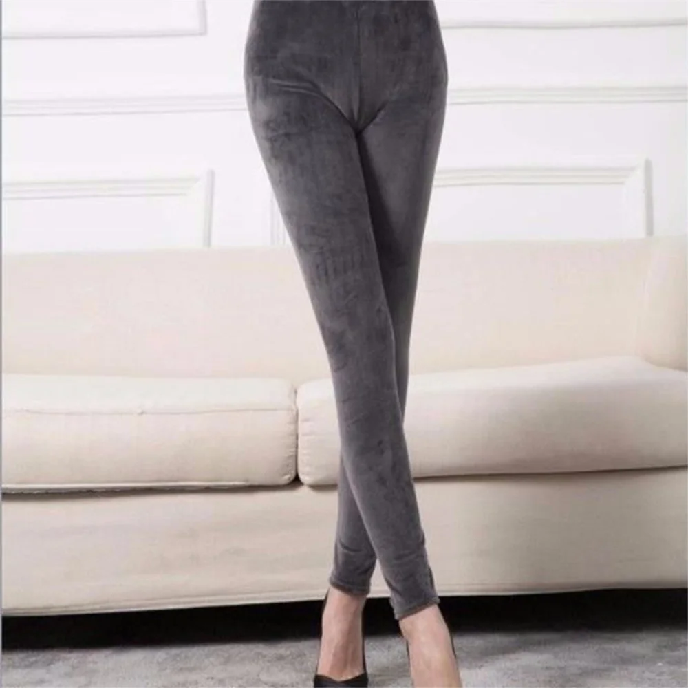 High Waist Thermal Leggings Korean Warm Pants Knit Autumn Winter Fashion Plus Thick Velvet Warm Double Sided Cashmere Leggings
