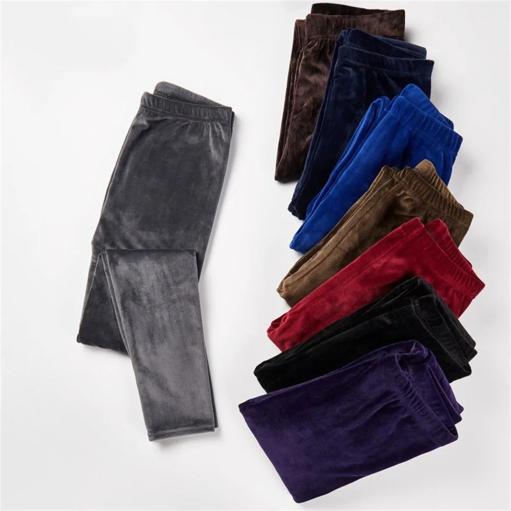 High Waist Thermal Leggings Korean Warm Pants Knit Autumn Winter Fashion Plus Thick Velvet Warm Double Sided Cashmere Leggings