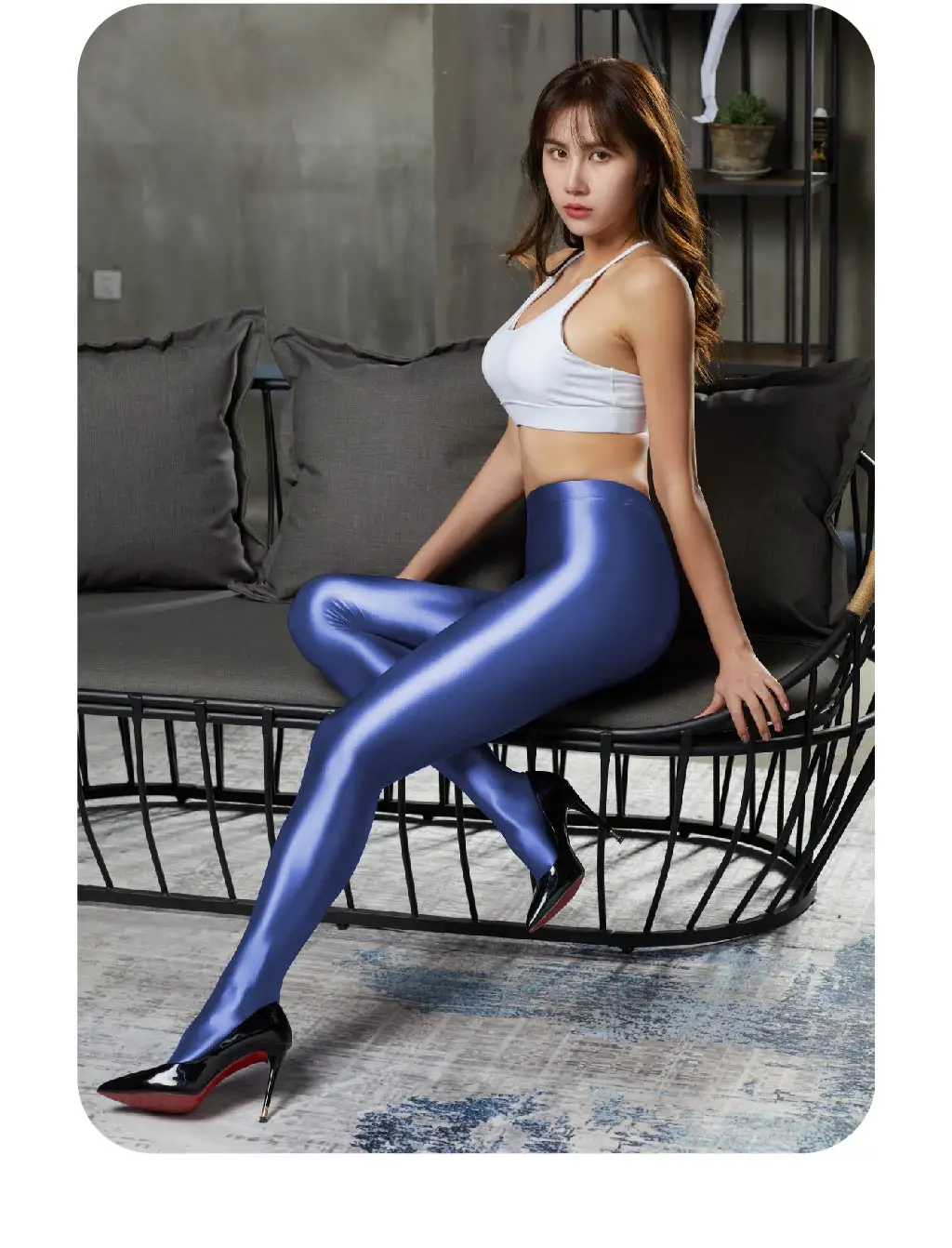 AMORESY Glossy Satin High-Waist Plus Size Pantyhose Sexy Silk Smooth Fitness Sports Tights Japanese Style Women's Leggings