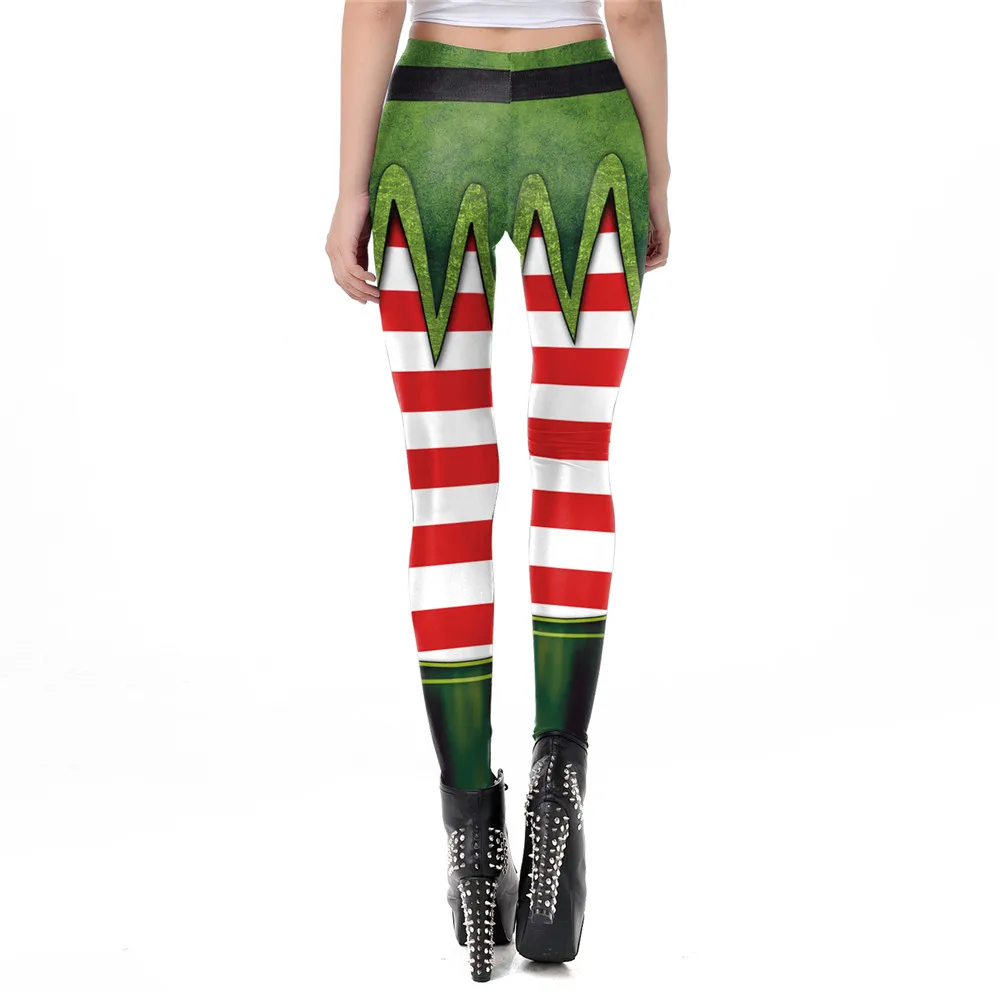 NADANBAO Christmas Elf Leggings Women Carnival Costume Xmas Sexy Tights Holiday Gift Pants 3D Pattern Streetwear Fitness Clothes