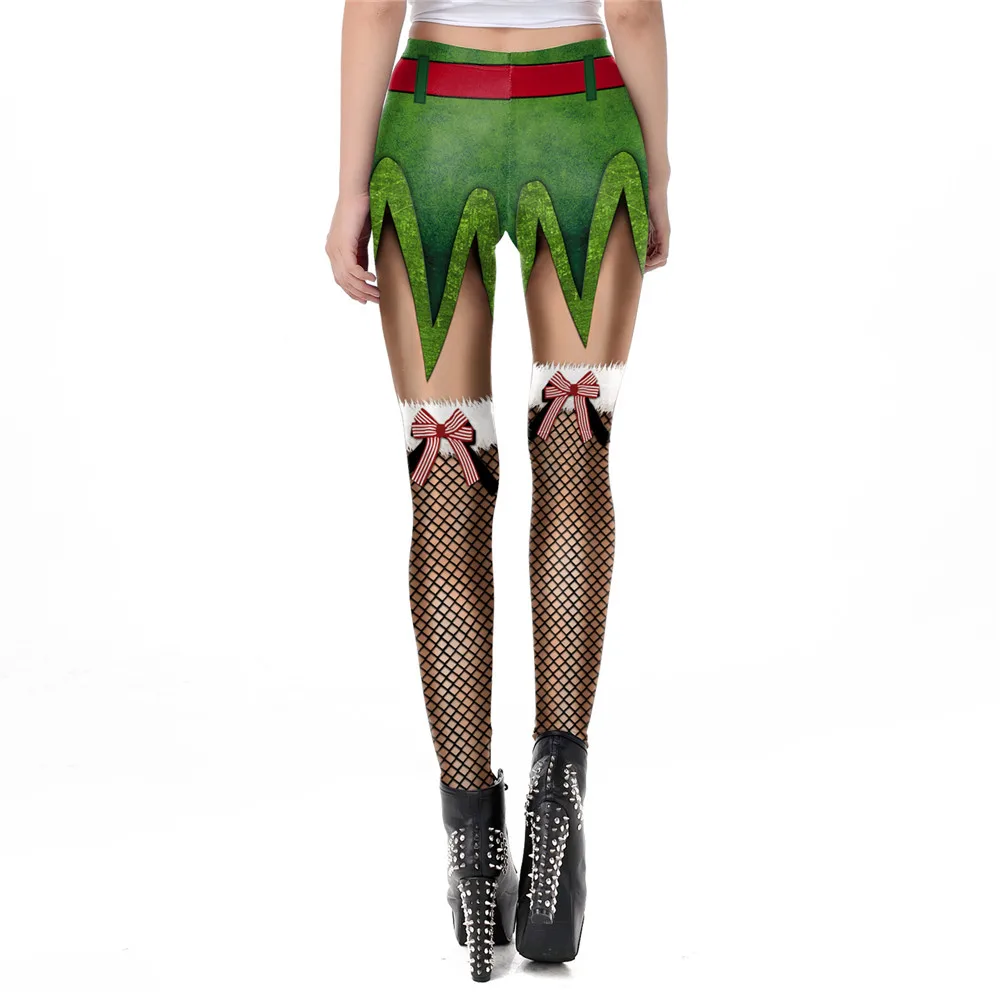 NADANBAO Christmas Elf Leggings Women Carnival Costume Xmas Sexy Tights Holiday Gift Pants 3D Pattern Streetwear Fitness Clothes