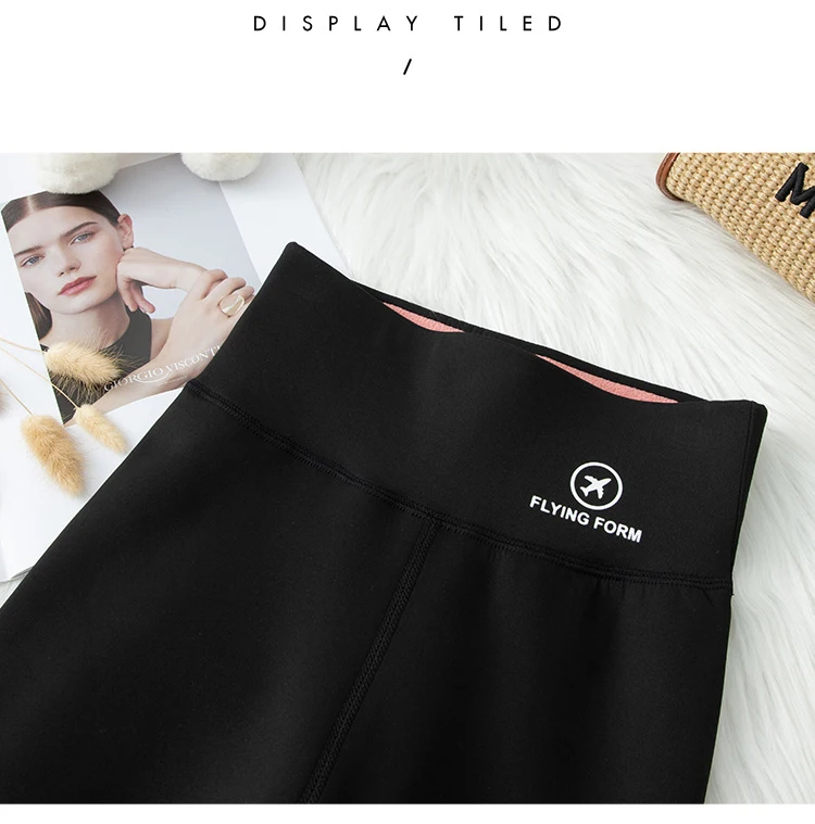 BIVIGAOS Autumn Winter Pink Velvet Shark Leggings Women Fleece High Waist Thick Warm Leggings Gray Casual Sports Yoga Leggings