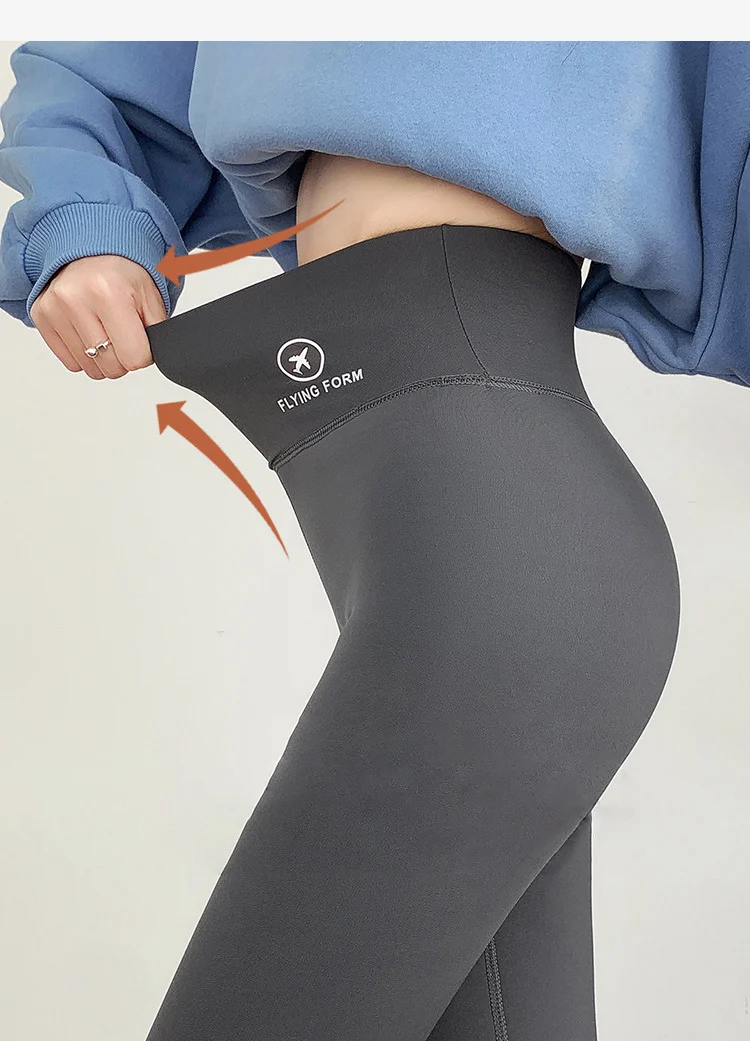 BIVIGAOS Autumn Winter Pink Velvet Shark Leggings Women Fleece High Waist Thick Warm Leggings Gray Casual Sports Yoga Leggings