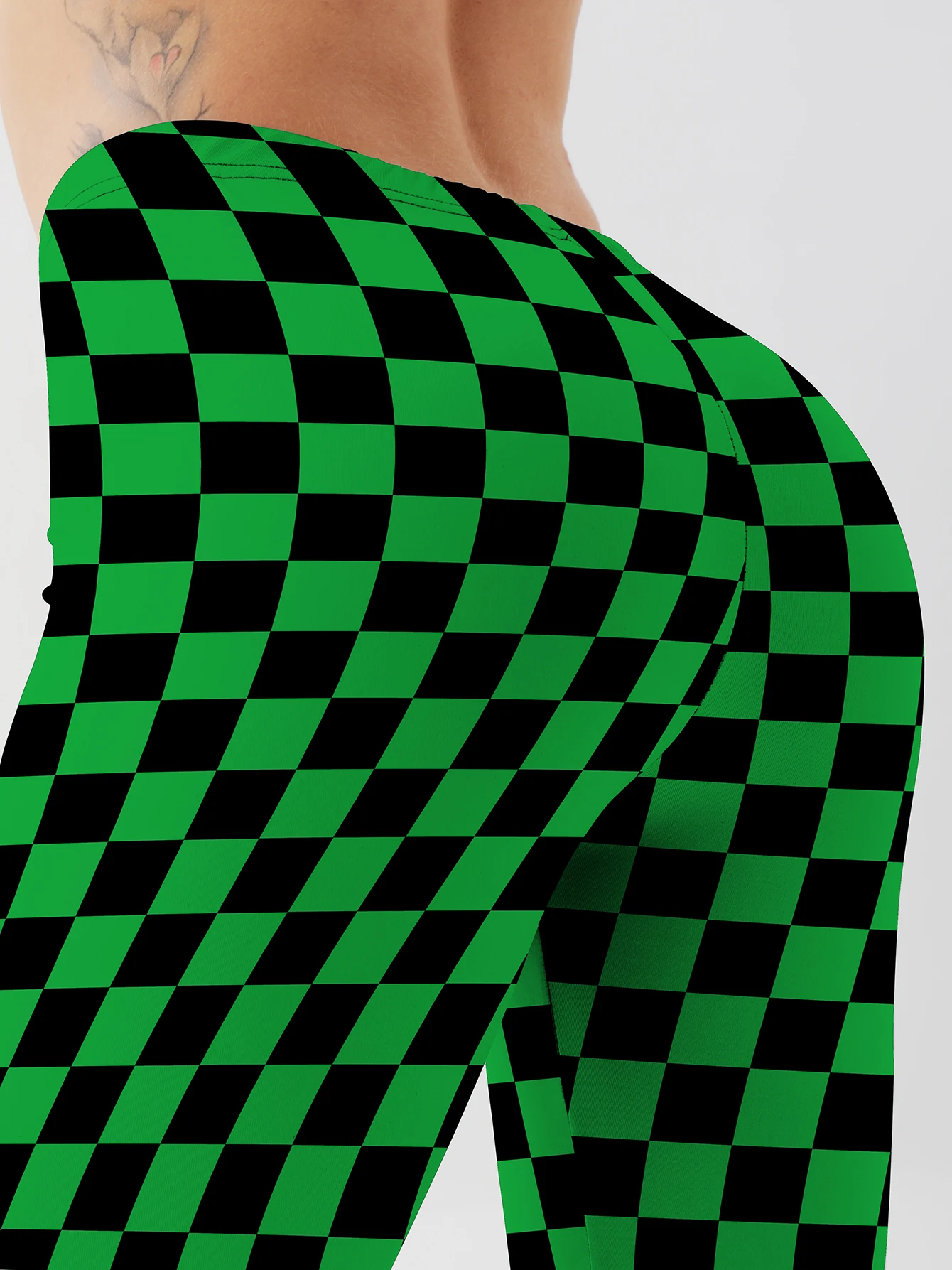 Fashion Women Squares Printed Leggings For Fitness High Waist Gym Legging Workout Women Black&white&Green Printed Leggings