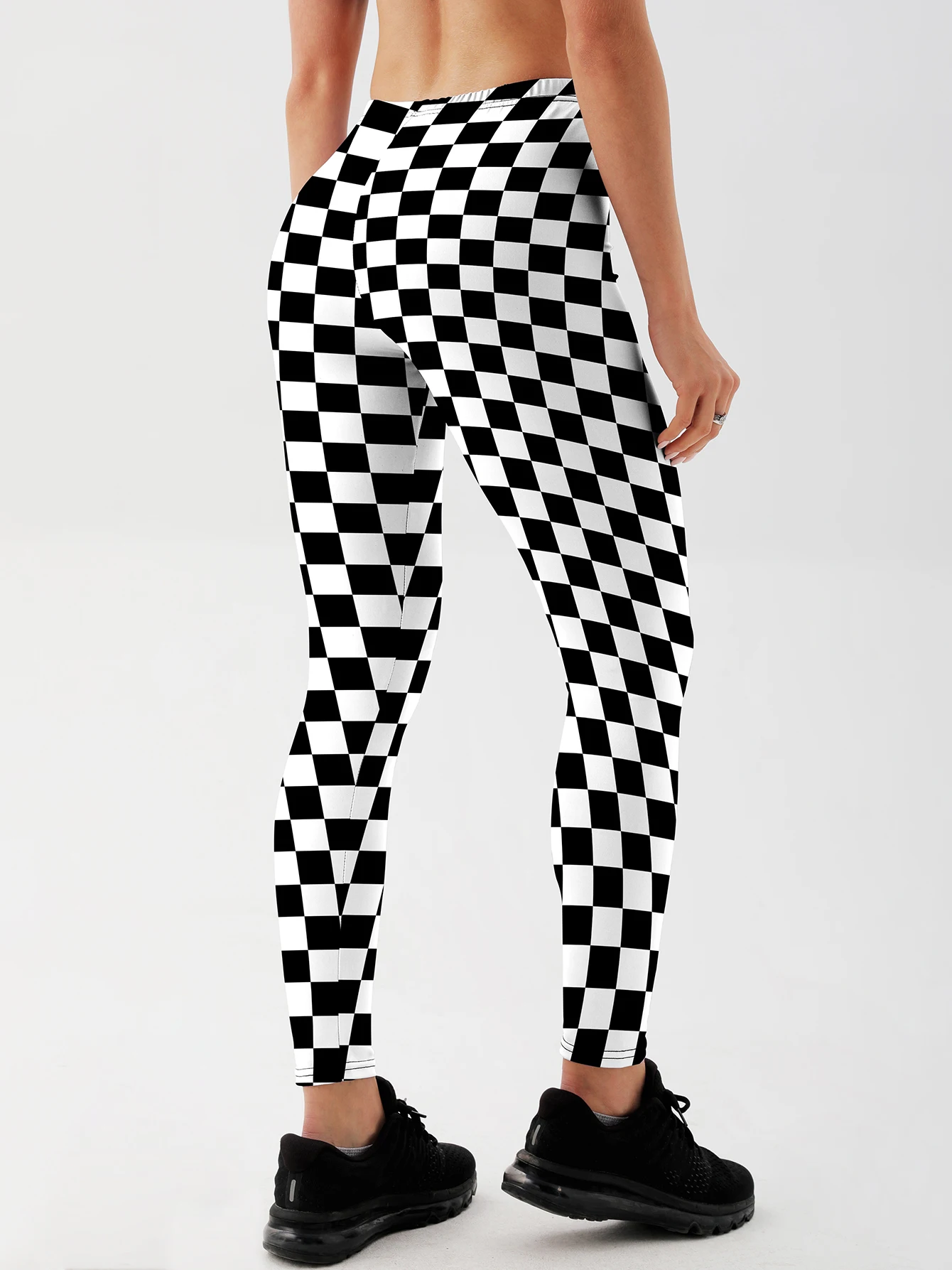 Fashion Women Squares Printed Leggings For Fitness High Waist Gym Legging Workout Women Black&white&Green Printed Leggings
