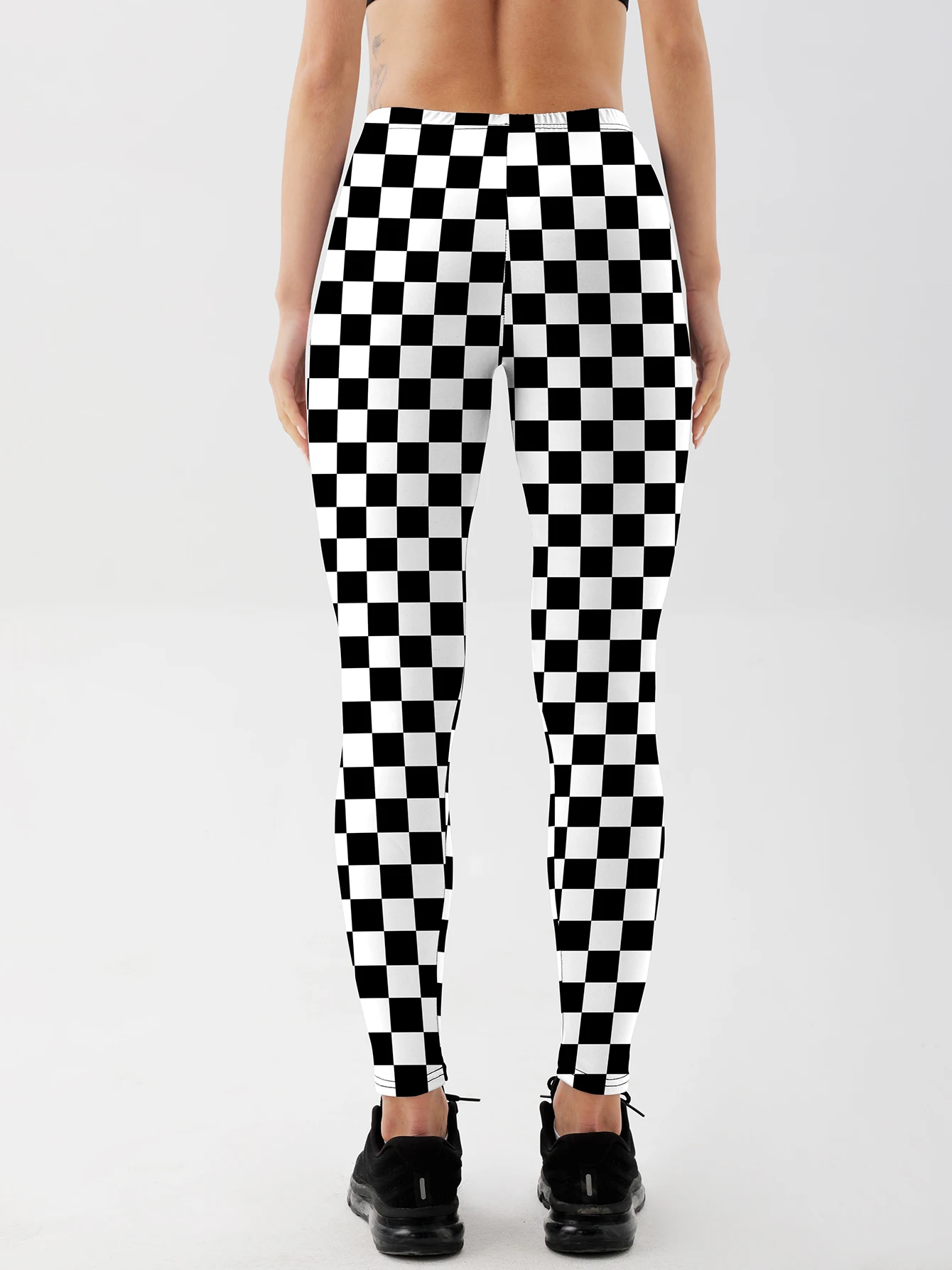 Fashion Women Squares Printed Leggings For Fitness High Waist Gym Legging Workout Women Black&white&Green Printed Leggings